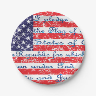 Versprechen der Flagge Allegiance USA Pappteller
