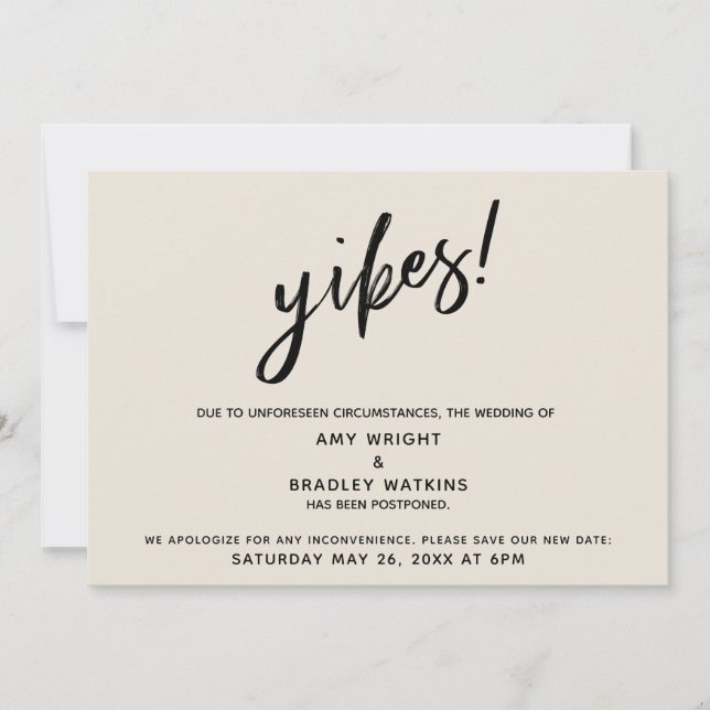 Verspukt Hochzeit Humorvolle Yikes! Cremekarte Einladung (Vorderseite)
