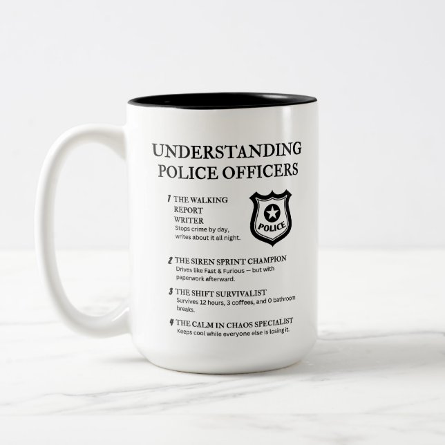 Verständnis von Polizeibeamten Zweifarbige Tasse (Links)