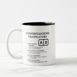 Verständnis von Übersetzern Zweifarbige Tasse