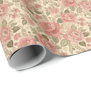 Verstaubte Florale Muse - Verstaubte Rosen-Salbei- Geschenkpapier