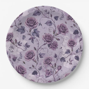 Verstaubte Lavendel-Rosa-Träumerische Farbtöne Flo Pappteller