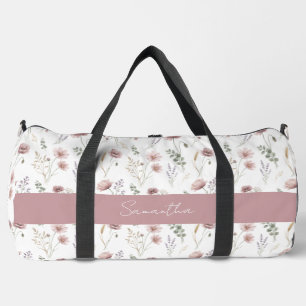 Verstaubte Pink Salbei Grün Aquarell Wildblume Duffle Bag