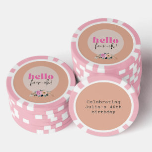 Verstaubte Rose floral retro "Hallo vierzig!" Pokerchips