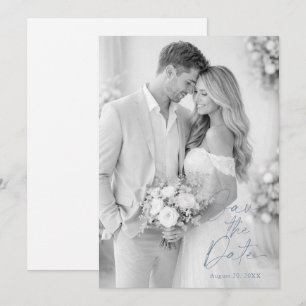 Verstaubtes Blau Foto Save the Date Einladung