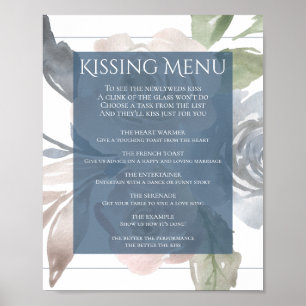 Verstaubtes Florales   Rauchiges Blau Pastell Kiss Poster