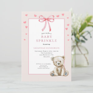 Verstaubtes Rosa Baby Sprinkle mit Schleife Süßer Einladung