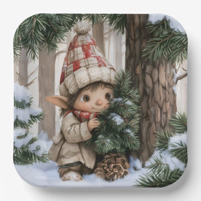 Versteck-Elf Pappteller (Vorderseite)