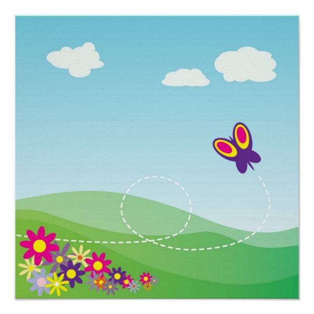 VERSTECKEN MIT SCHALTFLÄCHE UND BLUME POSTER (Vorderseite)