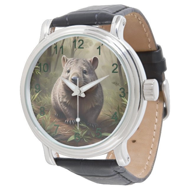 "Versteckt in Bush: Eine Aussie Wombat im Wilden" Armbanduhr (Schrägansicht)
