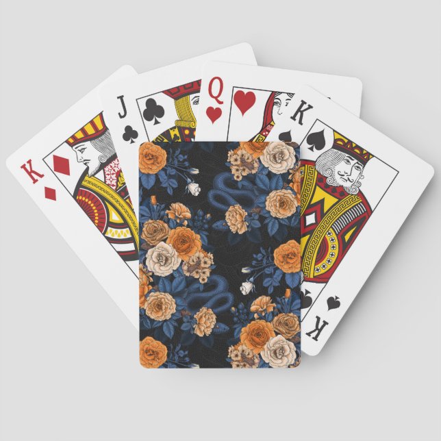 Versteckt in den Rose, orange und blau Spielkarten (Rückseite)