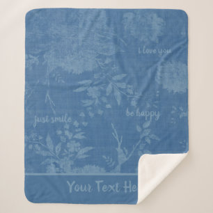 Versteckte Botschaften Hübsch Blue Floral Sherpadecke