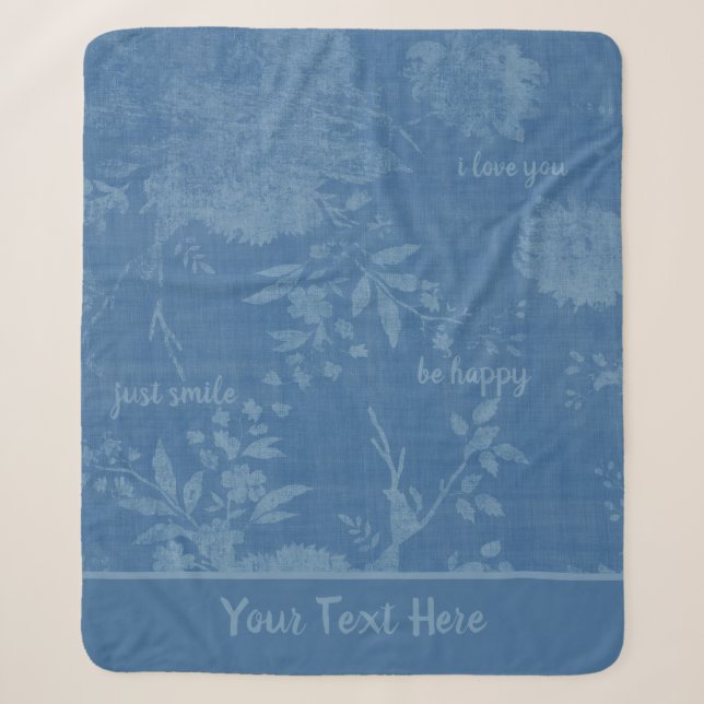 Versteckte Botschaften Hübsch Blue Floral Sherpadecke (Vorderseite)