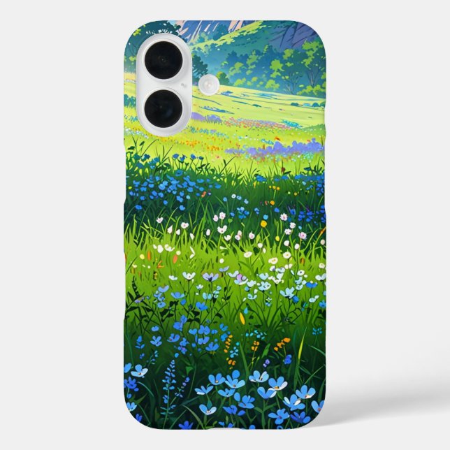 Versteckte Frühwiese iPhone 16 Hülle (Rückseite)