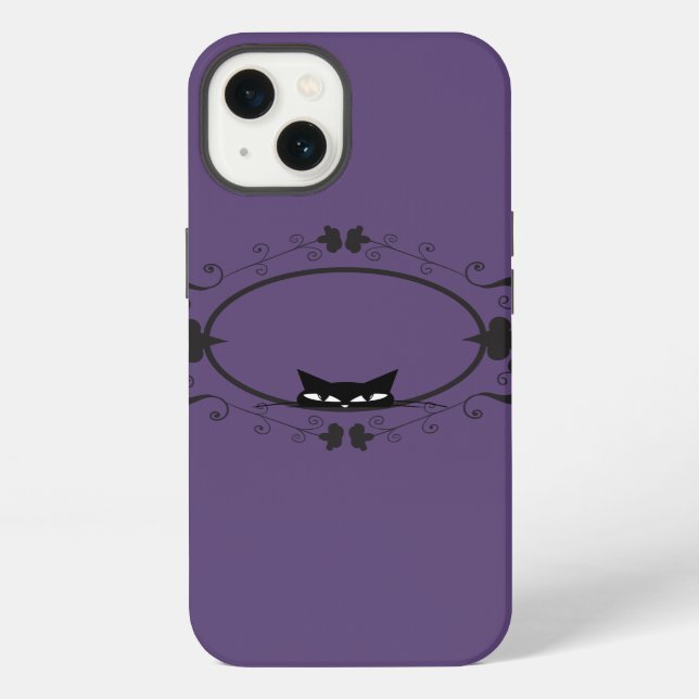 Versteckte schwarze Katze iPhone Hülle (Rückseite)