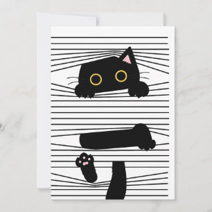 Versteckte schwarze Katze Niedlich Lustig Minimali Einladung
