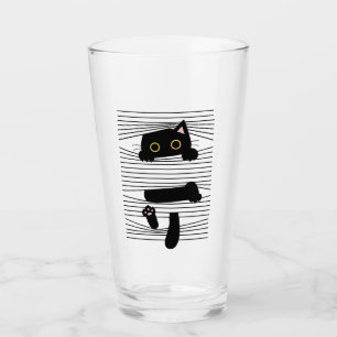 Versteckte schwarze Katze Süß Lustig Minimalistisc Glas