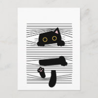 Versteckte schwarze Katze Süß Lustig Minimalistisc