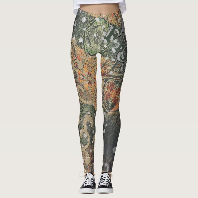 Versteckte zarte Camouflage und Ihr Text Leggings (Vorderseite)