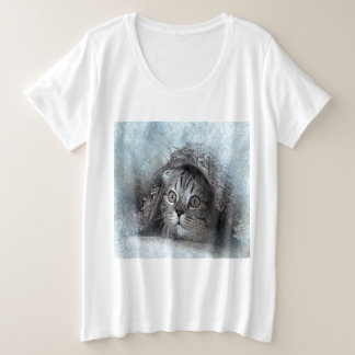 Versteckter Kitten Plus Großformatige Frauen T - S Große Größe T-Shirt
