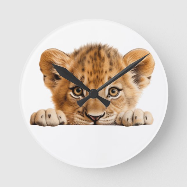versteckter Leopard Runde Wanduhr (Vorderseite)
