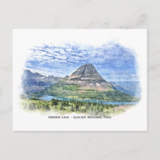 Versteckter See Postcard Glacier Nationalpark Postkarte (Vorderseite)