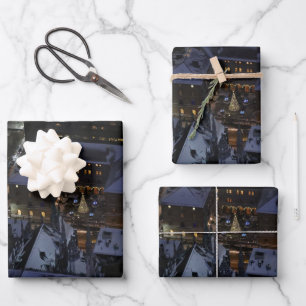 Versteckter Weihnachtsbaum in Manhattan in der Nac Geschenkpapier Set