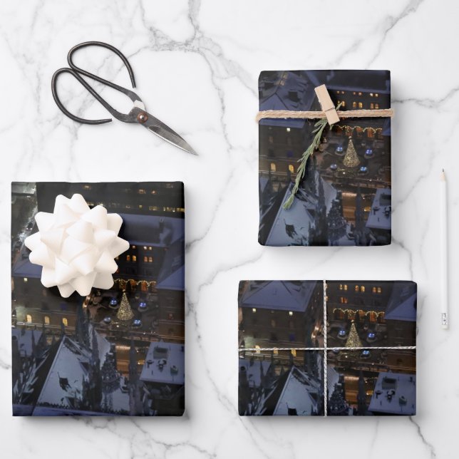 Versteckter Weihnachtsbaum in Manhattan in der Nac Geschenkpapier Set (Vorderseite)