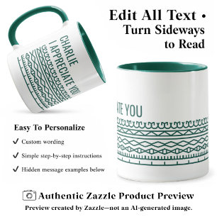 Verstecktes Botschaft Muster, Personalisiertes Abs Tasse