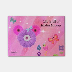 VERSTECKTES MICKEY Frühlings-Blume POST-IT Klebezettel