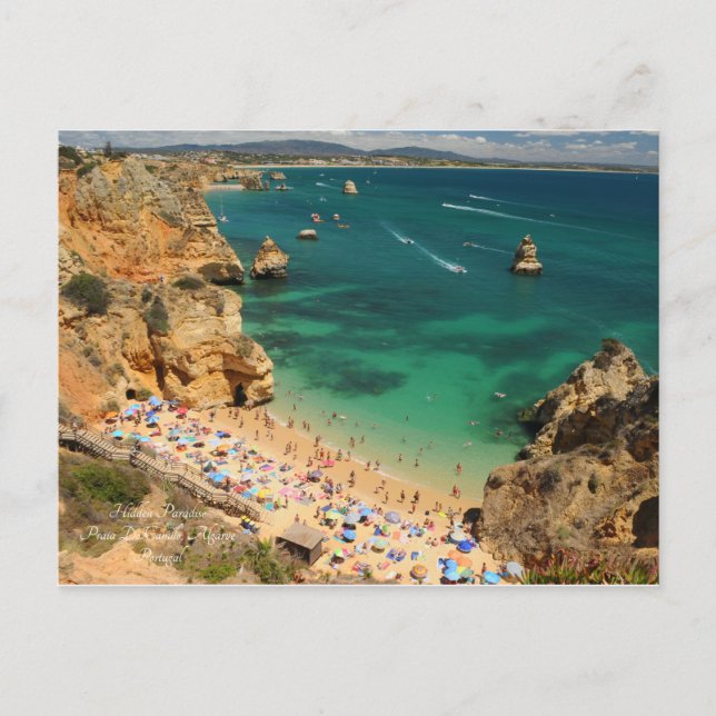 Verstecktes Paradies Praia Do Camilo, Algarve, Por Postkarte (Vorderseite)