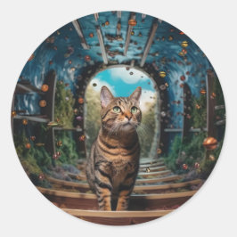 Verstecktes Portal Kitty Runder Aufkleber