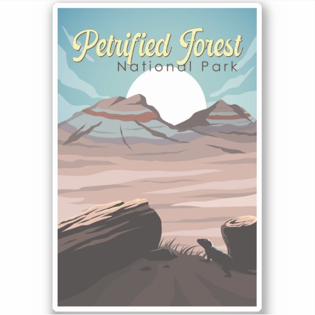 Versteinerter Forest National Park Illustration Tr Aufkleber (Vorderseite)