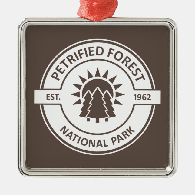 Versteinerter Forest National Park Sun Trees Ornament Aus Metall (Vorne)