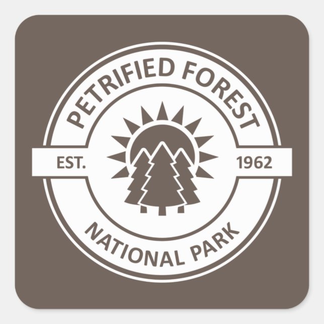 Versteinerter Forest National Park Sun Trees Quadratischer Aufkleber (Vorderseite)