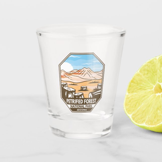Versteinerter Wald Nationalpark Minimal Retro Schnapsglas (Vorderseite)
