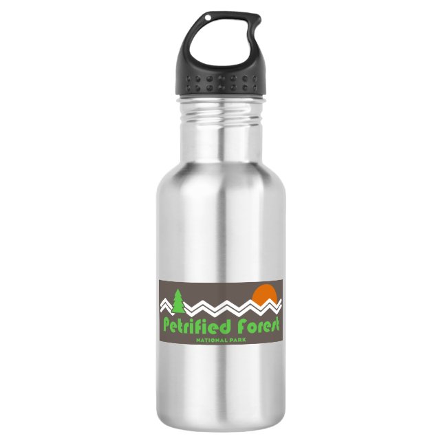 Versteinerter Wald Nationalpark Retro Edelstahlflasche (Vorderseite)