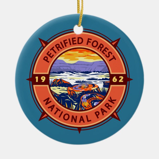 Versteinerter Wald Nationalpark Retro Kompass Keramik Ornament (Vorne)