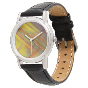 Versteinertes Holz in Gelb Armbanduhr