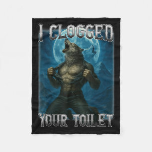 Verstopfte Toilette lustig Alpha Wolf Meme dumm Fleecedecke