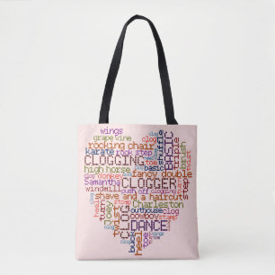 Verstopfungs-Tanzschritte Clogger Wort-Kunst-Herz Tasche