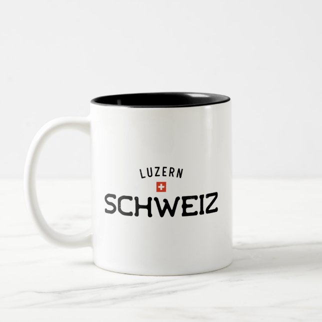 Verstörte Luzern Schweiz (Luzerne Schweiz) Zweifarbige Tasse (Links)