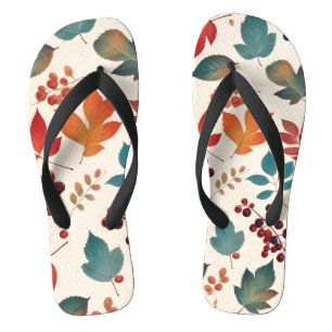 Verstreute Blätter und Beeren Flip Flops