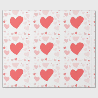 Verstreute Herzen in Korallenrot und Rosé Geschenkpapier