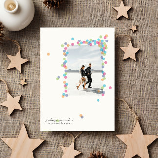 Verstreute Konfetti- Neujahrs-Flat-Photokarte Feiertagskarte