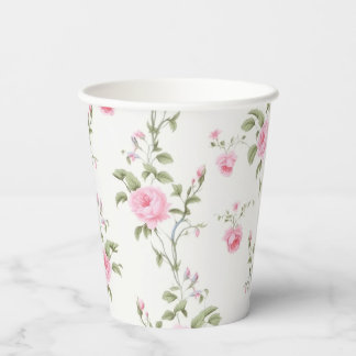 Verstreute rosa Rosenreben-Gartenparty-Papierbeche Pappbecher