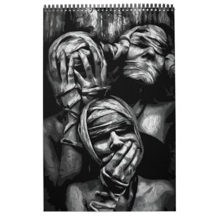 Verstummte Schatten: Abstrakte Gesichter Kalender