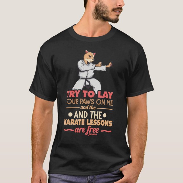 Versuche, deine Paws auf meiner Karate-Katze zu le T-Shirt (Vorderseite)