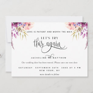 Versuchen wir es noch einmal, Lila, Lilac Peach Fl Save The Date