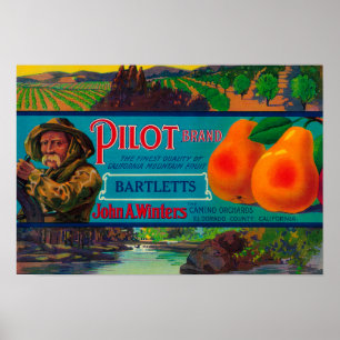 Versuchsbirnen-Kiste LabelEl Dorado Landkreis, CA Poster